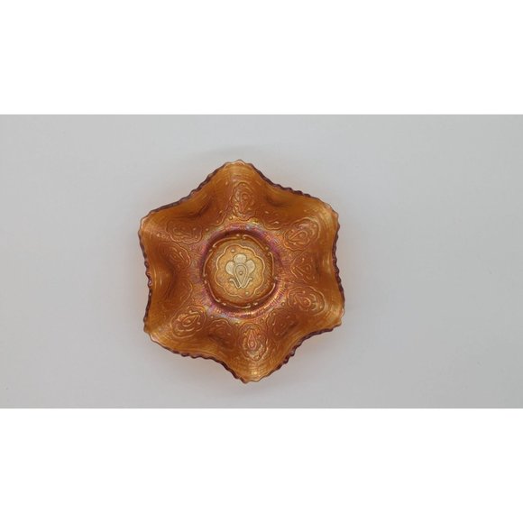 Vintage Fenton persian medallion small carnival glass dish rare marigold - Picture 4 of 16